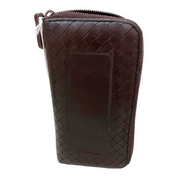 Bottega Veneta Brown Intrecciato Woven Leather Zip Around Wallet - Picture 4 of 17